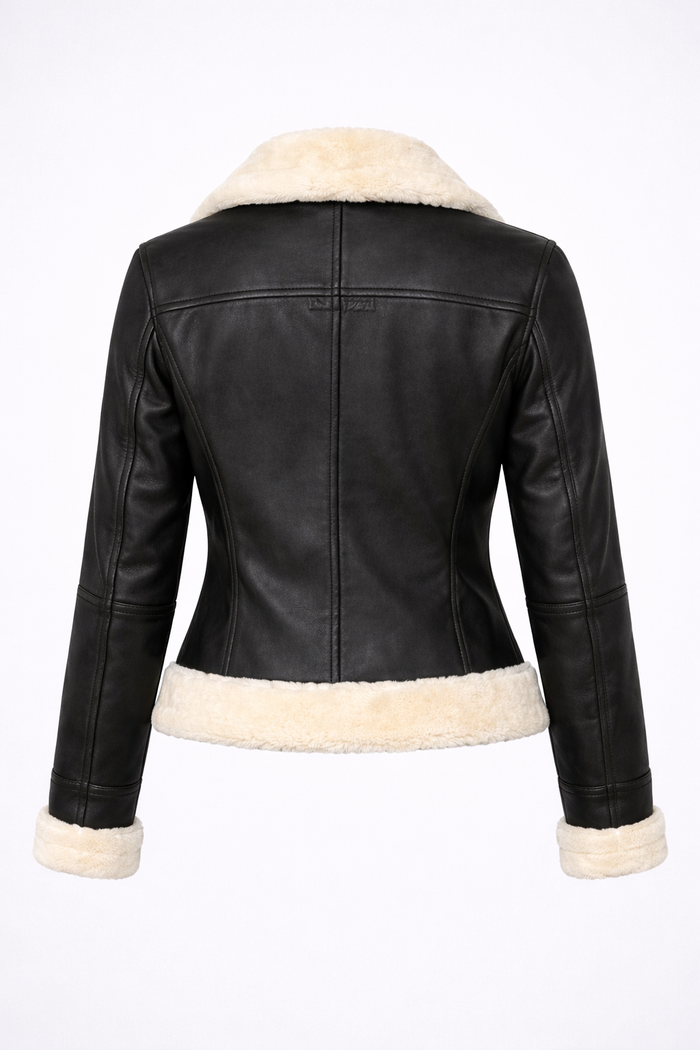 Women's Cropped Shearling Leather Jacket