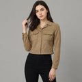 Women's Cropped Tan Suede Jacket