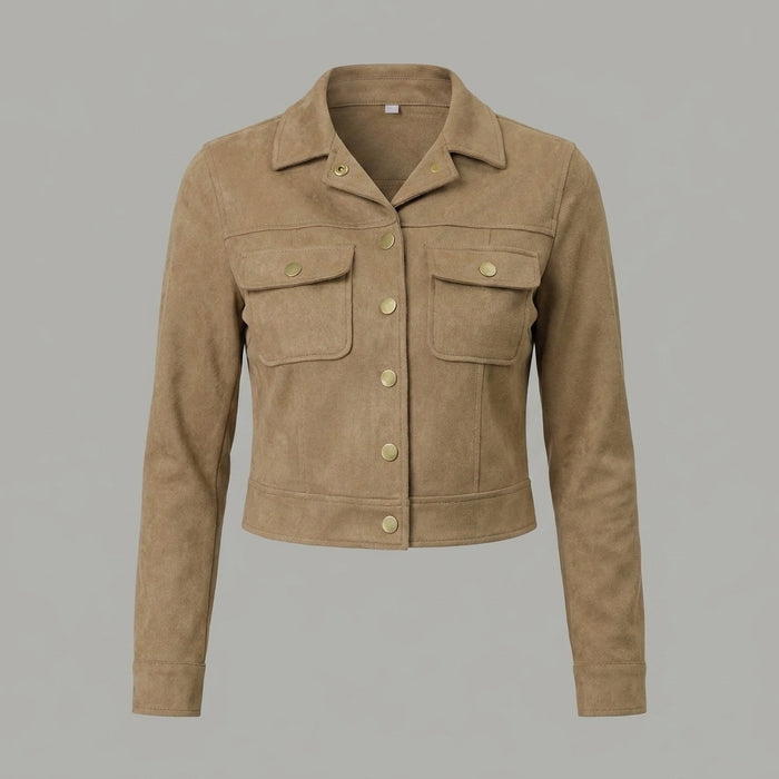 Women's Cropped Tan Suede Jacket