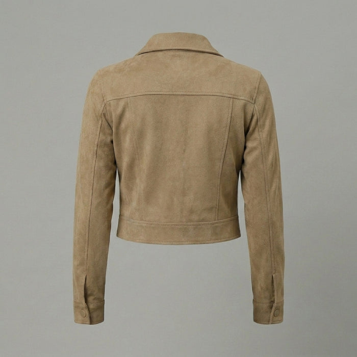 Women's Cropped Tan Suede Jacket