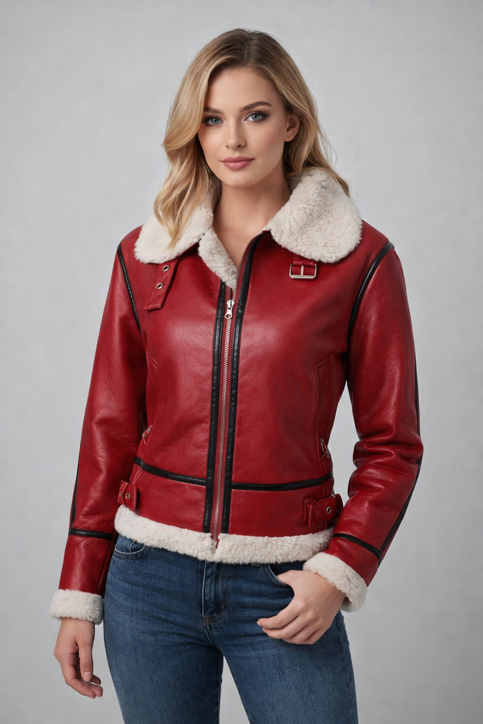 Women's Festive Shearling Aviator Jacket