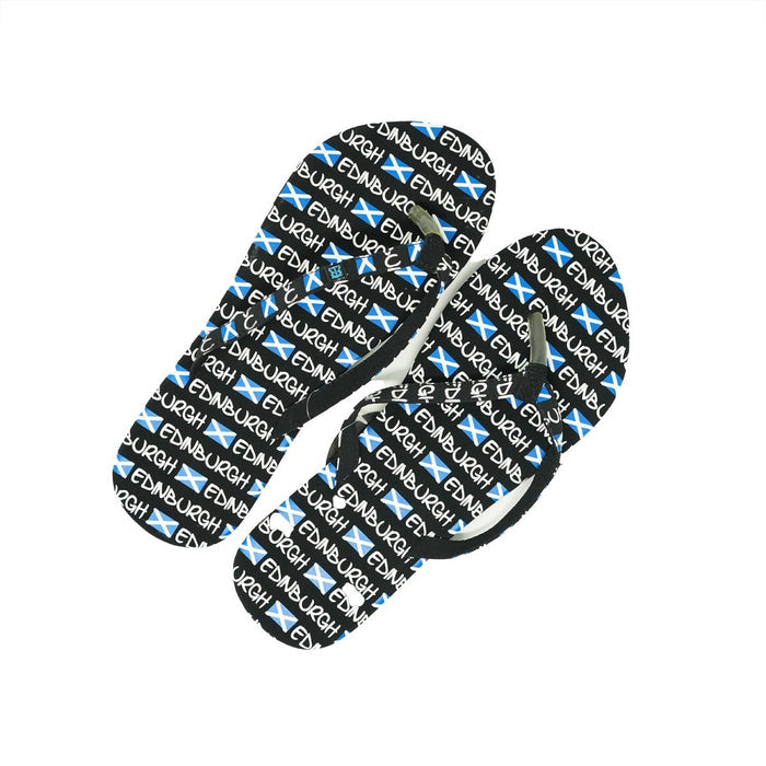 Womens Flip Flops Edinburgh - Heritage Of Scotland - BLACK/WHITE / 36 - 37