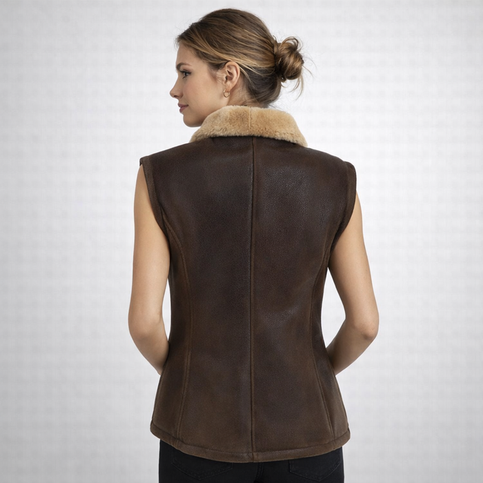 Women's Leather Shearling Vest
