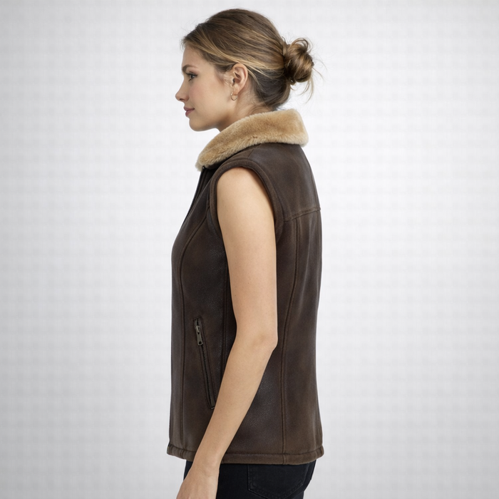 Women's Leather Shearling Vest