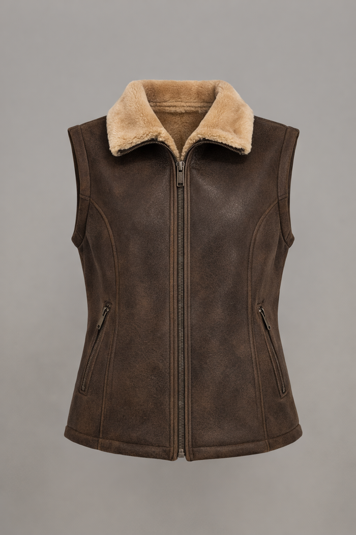 Women's Leather Shearling Vest