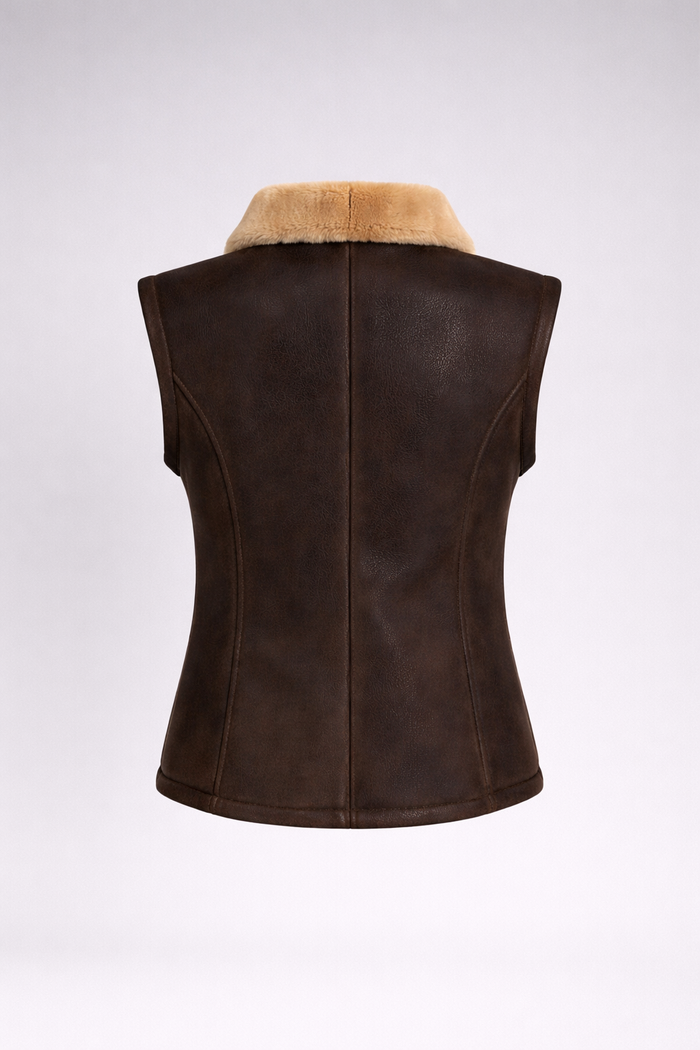Women's Leather Shearling Vest