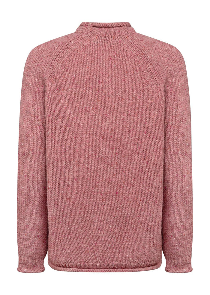 Ladies Roll Neck Fisherman Sweater | Pink