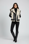 Women's Shearling & Leather Moto Vest