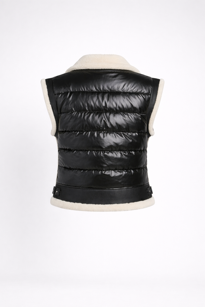 Women's Shearling & Leather Moto Vest