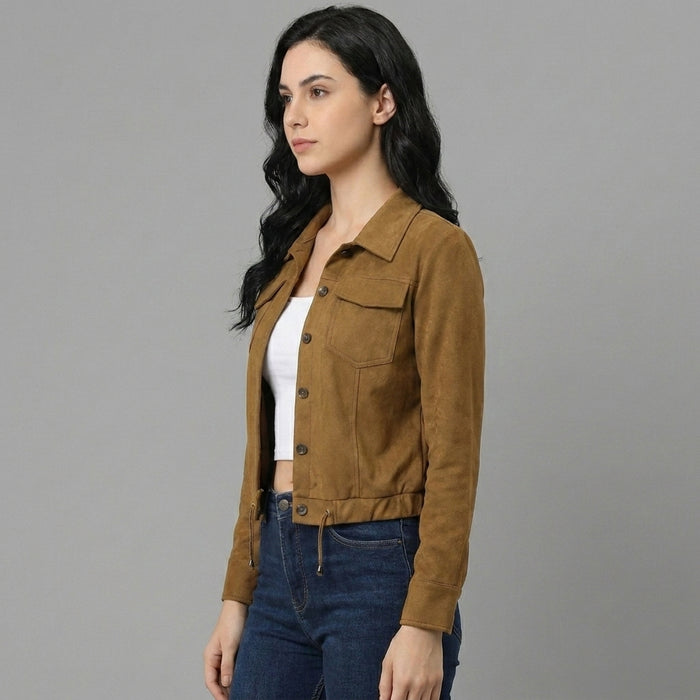 Women's Suede Trucker Jacket