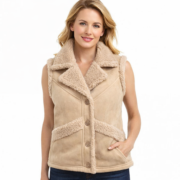 Women's Tan Shearling Vest