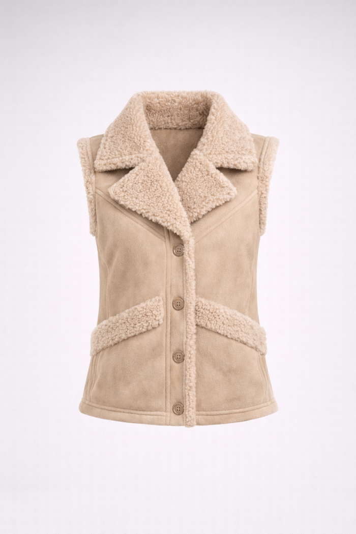 Women's Tan Shearling Vest
