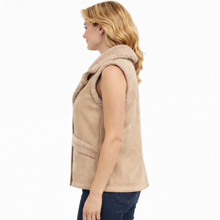 Women's Tan Shearling Vest