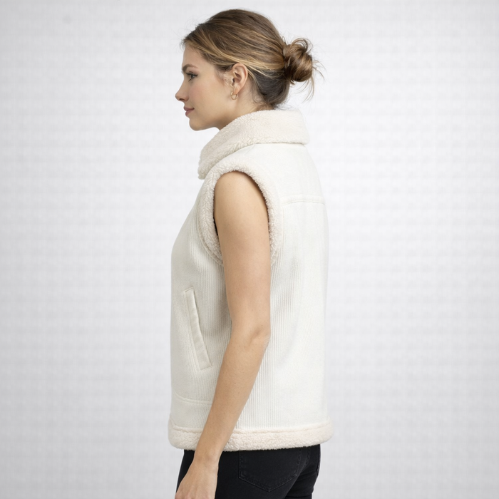 Women's White Teddy Shearling Vest