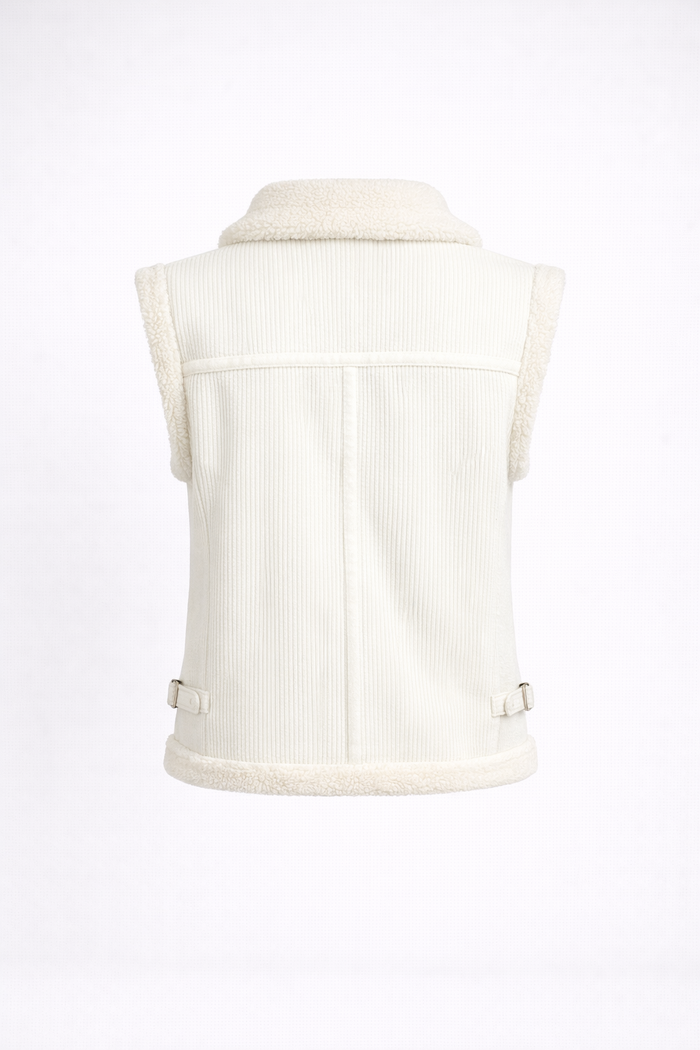 Women's White Teddy Shearling Vest