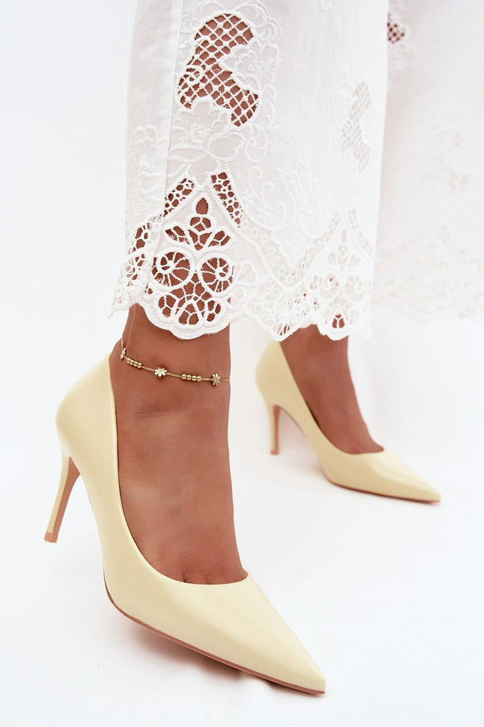 Soleil yellow patent heels