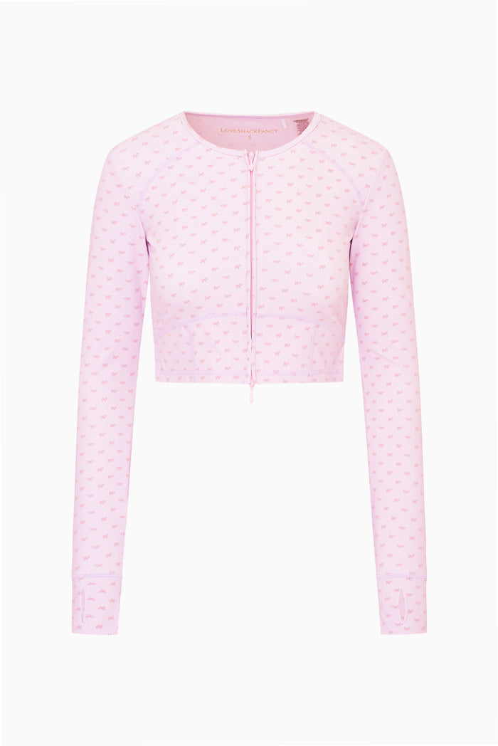 Zenelle Velvet Flock Bow Active Jacket